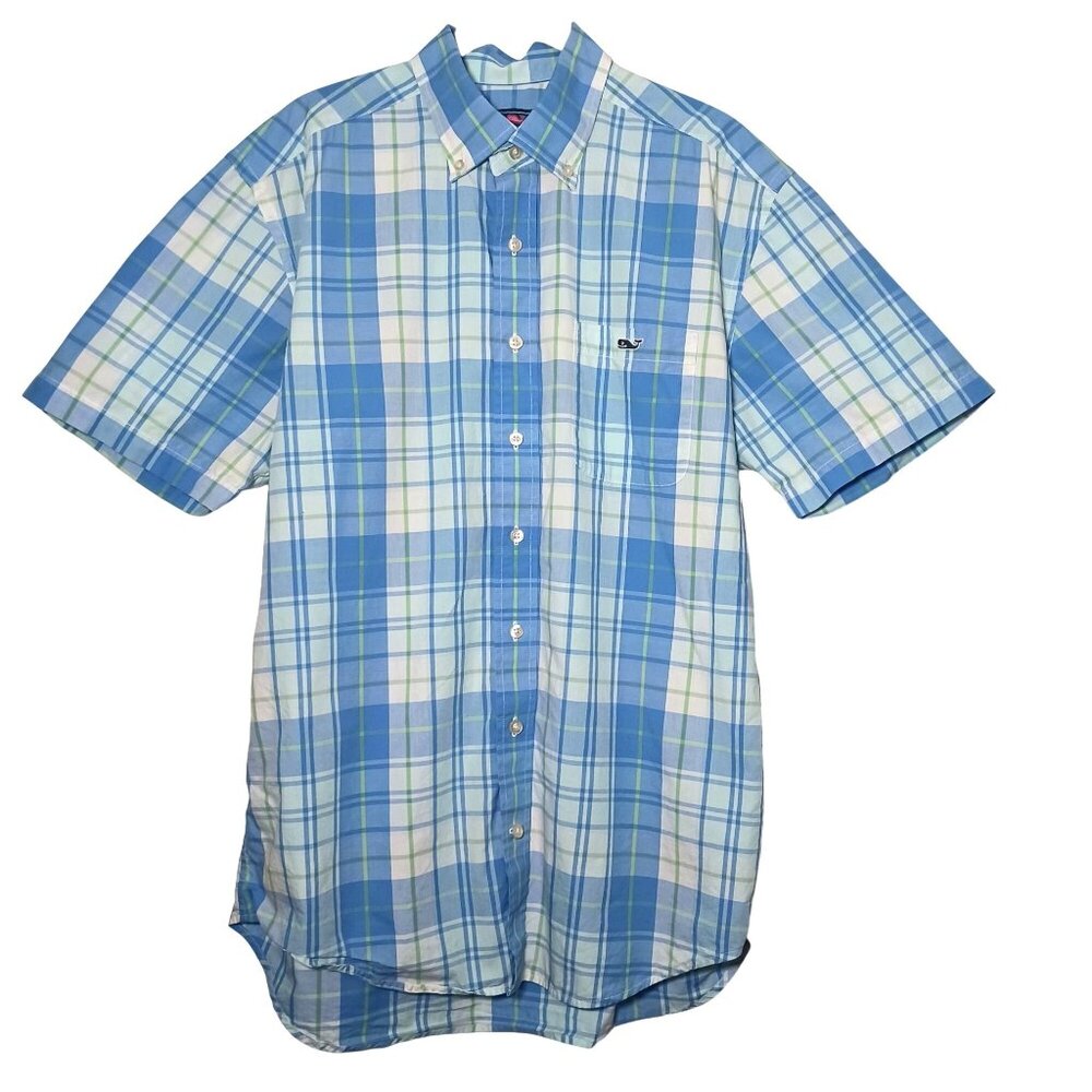 Vinyard Vines Men's‎ Short Sleeve Cotton Collared Button-up Shirt Plaid Size M